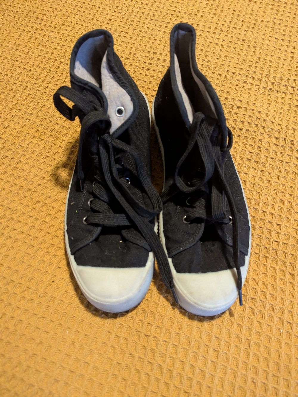 All Saints Black High-Top Sneakers with White Toe, 8, 41, 25.5
